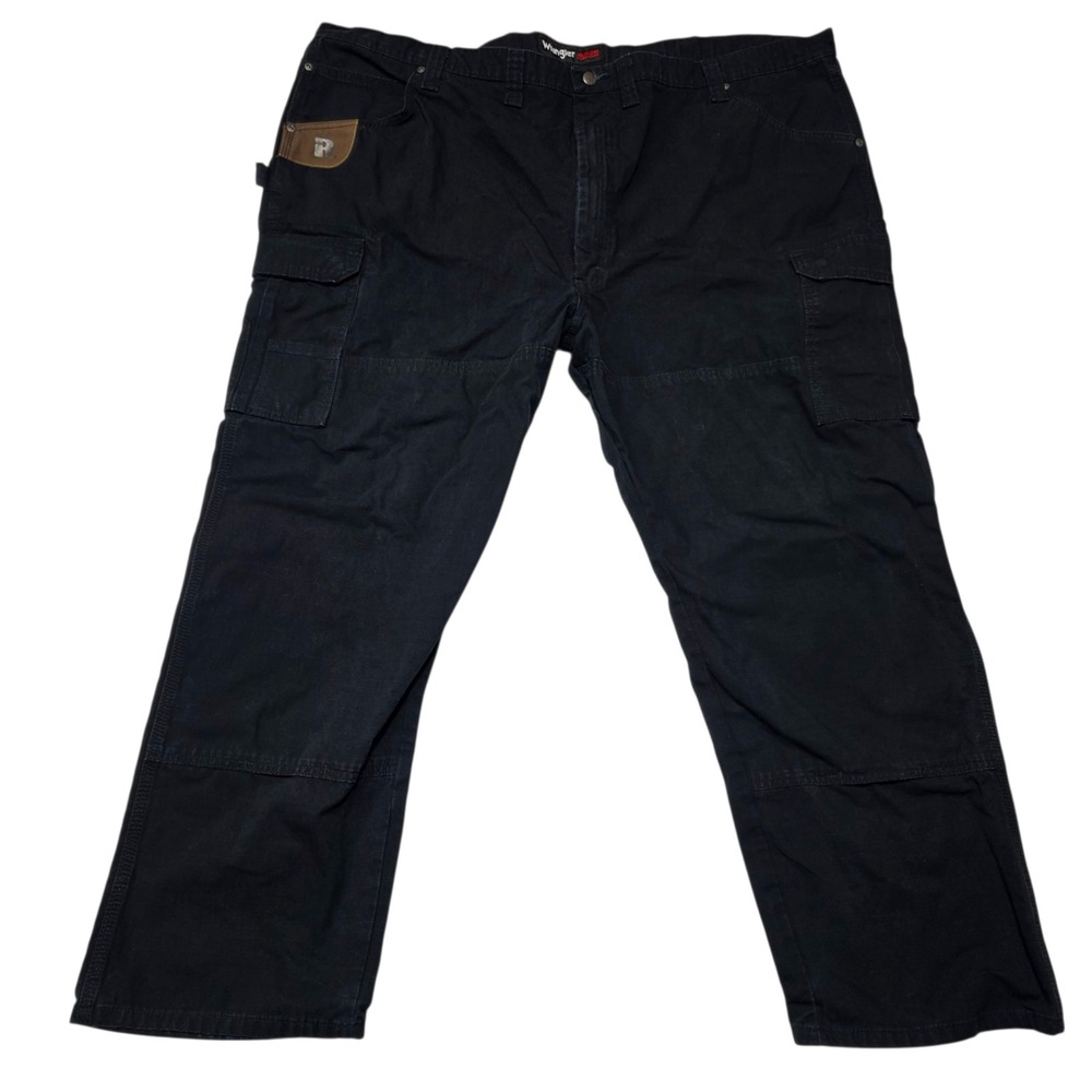 Wrangler Riggs Workwear Mens 50x30 Black Cargo Pants Ripstop Cotton 3W060BL